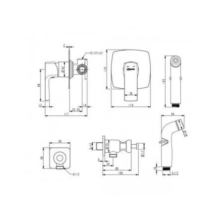 LEMARK URSUS LM7219BL bidetor, single -rowing, hidden, watering can, hose, black-5