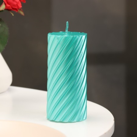 Candle-cylinder "Spiral", 5x10 cm, tiffany, metallic, 6 hours