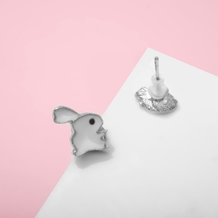 Children's Earrings "Chosen" bunny with carrots, colored in silver-2