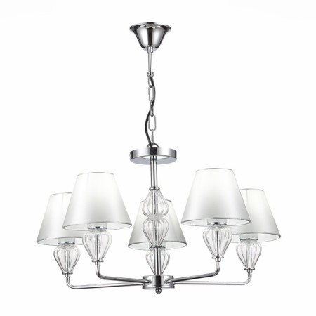 Suspended EVOLUCE lamp. Sle107413-05. Dalida. 5x60 watts, E14, 65x65x41 cm, chromium color