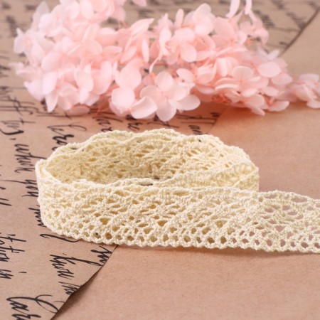 Knitted lace, 20 mm × 10 ± 1 m, beige color-2