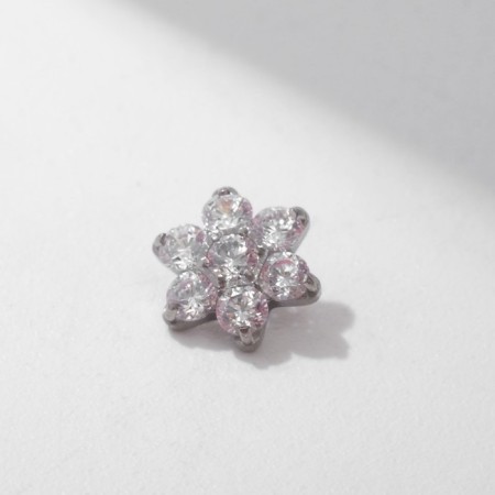 Flower stainless steel piercing, white in silver, thread 0.07 mm.