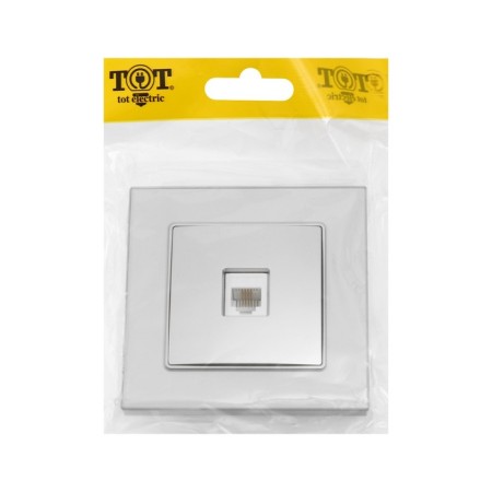 Single single Glossy Glass telephone socket, hidden, glass, silver-4