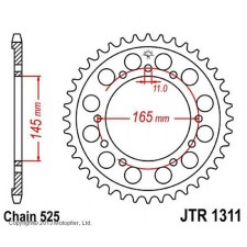 The rear star, driven JTR1311 steel, chain 525, 45 teeth