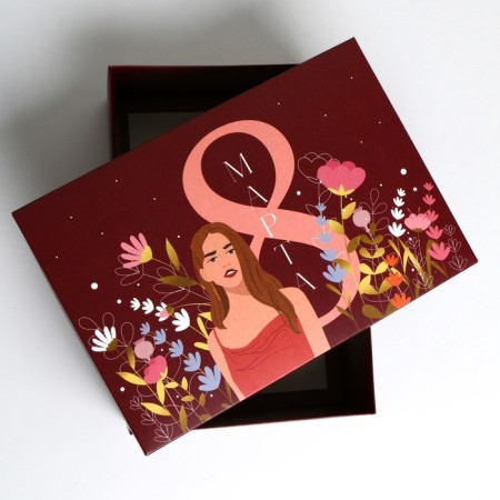 Gift folding box, packaging, “March 8, Girl”, 30 x 20 x 9 cm-3