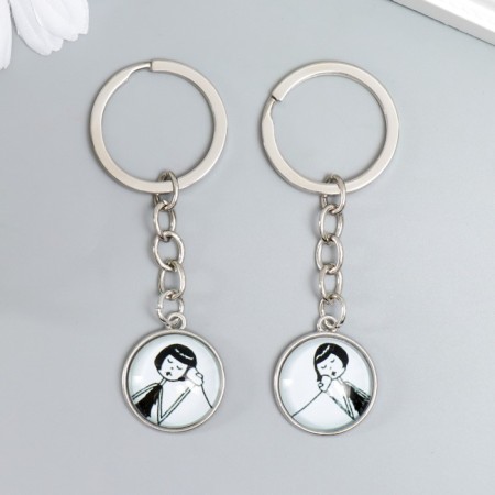 Take Black Glass "Two girlfriends - telephone conversation" set 2 pcs 7.8x2 cm-1