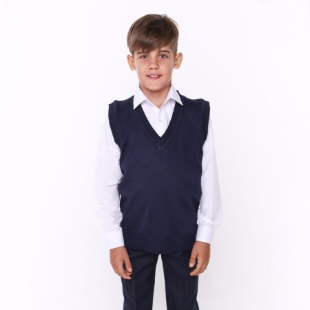 School vest for a boy, blue color, height 128-134 cm