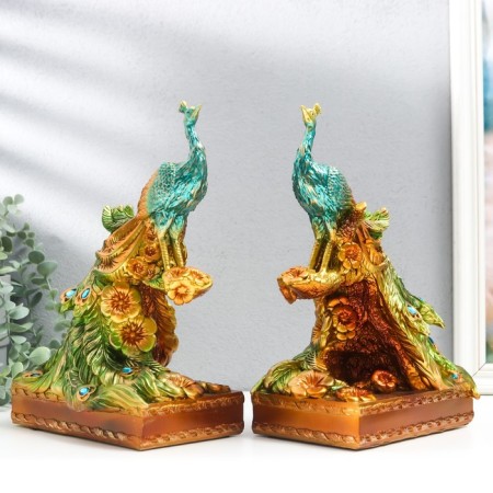 Polystone souvenir "Colorful peacock on a stand" 12.5x18.5x28.5 cm-1