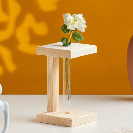 Kashpo wooden 9 × 9 × 16.5 cm with 1 flask "Square", naturally give beautifully