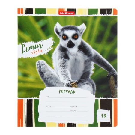 Notebook of 18 sheets in the Erichkrause Lemur Style line, cover coated cardboard, offset block, mix-4