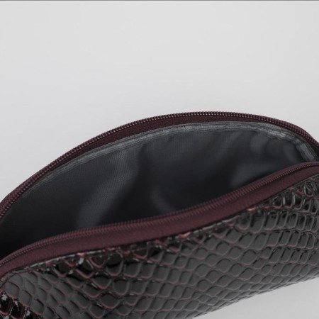 Cosmetic bag with zipper, black/burgundy color-2