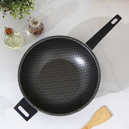 SKOLODA Vok "hostess", d = 28 cm, with 2 handles, anti -stick coating, burgundy color-1