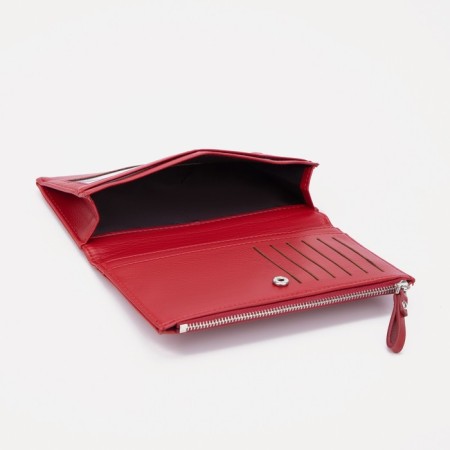 Women's wallet on the button, red color-2