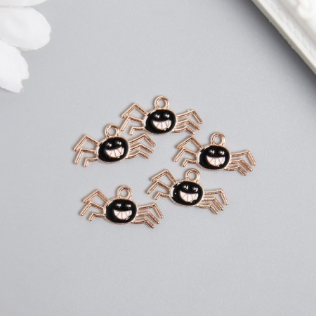 Decor for creativity Metal, enamel "Spider with a smile" black 1.2x2.1 cm-1