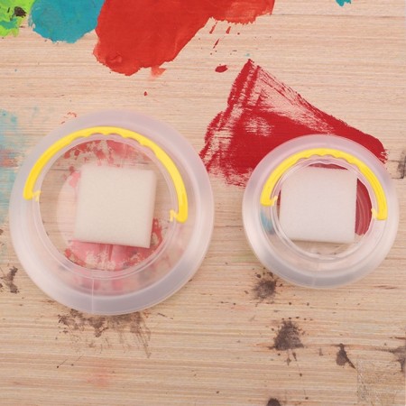 A cup for folding brushes d = 6 cm, with a sponge, transparent with a handle-3