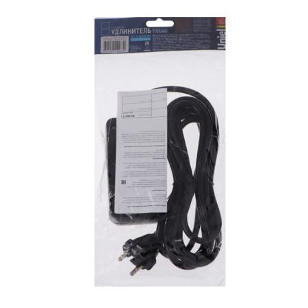 Extension cord Uniel Standart, 2 outlets, 3 m, 10 a, 2500 watts, without salary, black-5