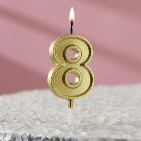 Candle in the cake figure "8" gold, 5 cm