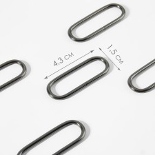 Ring for bags, oval, 43 × 15 mm, thickness - 2 mm, black nickel color