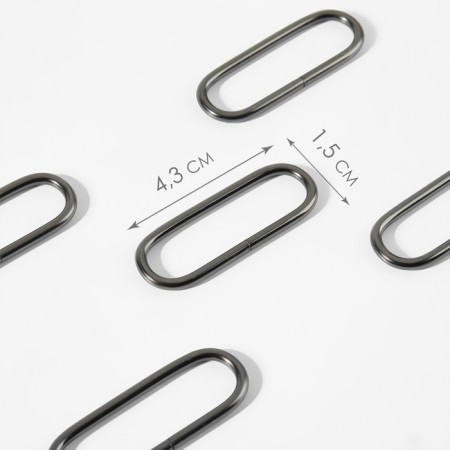 Ring for bags, oval, 43 × 15 mm, thickness - 2 mm, black nickel color