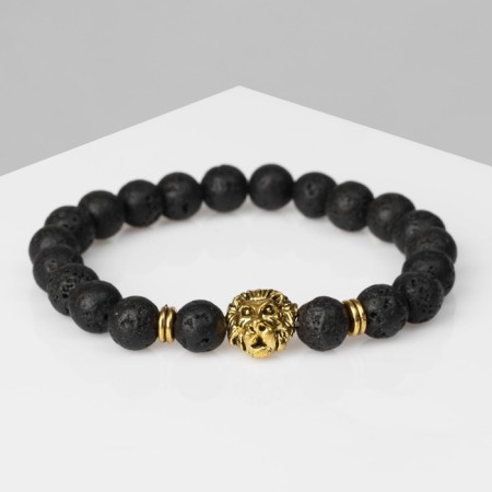 Bracelet unisex "lion" lava, black color with black gold, d = 6 cm