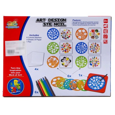 Stencils "Fantasy", set of 6 pcs., 6 pcs. Flomasters, pen, paper-2