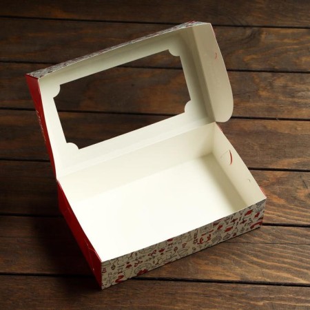 Folding box with a window for marshmallows "New Year chaos", 25 x 15 x 7 cm-2