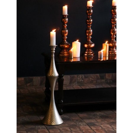 Summarler Metal for 1 candle "Rocko" silver 17.5x17.5x63.5 cm-3
