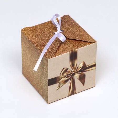 The box is folding, square pillow, "gold bow" 10 x 10 x 10 cm,-1