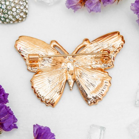 Brooch "Butterfly" mosaic is small, colored in gold-1