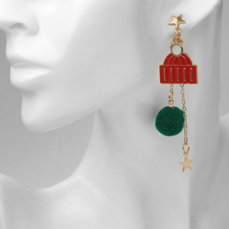 New Year! Earrings "New Year" hanging, hat, colored in gold-2
