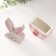 Coramics box "Bunny in an egg in a cell, with a flower" gray-red 11.8x7.2x20.8 cm
