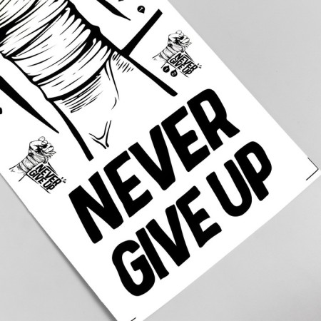 Sticker Plastic Interior Black "Fist - Never give up" 30x60 cm-2
