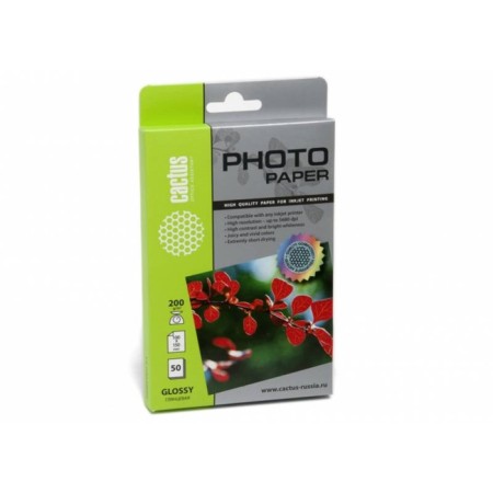 Photo paper for jet printing A6 (100 x 150 mm), 50 sheets Cactus, 200 g/m2, one -sided, glossy