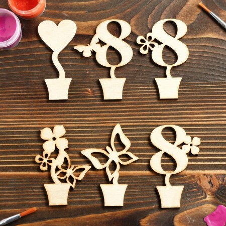 A set of workpieces for creativity "March 8", 6 pcs