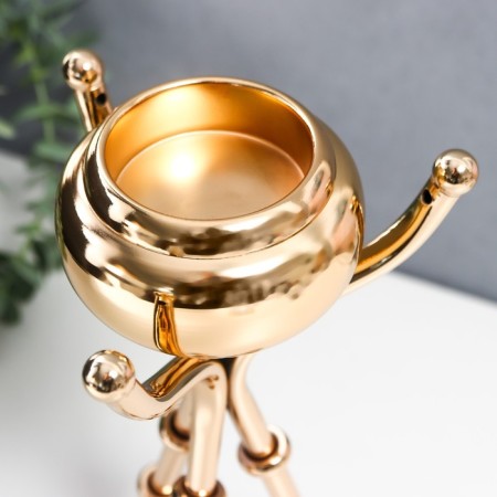 Summary Metal for 1 candle "Trinoga with a dome" gold 24x13x13 cm-4