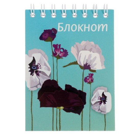 Notepad A7, 40 sheets in a cage on a crest, cover coated cardboard, offset block, mix-1