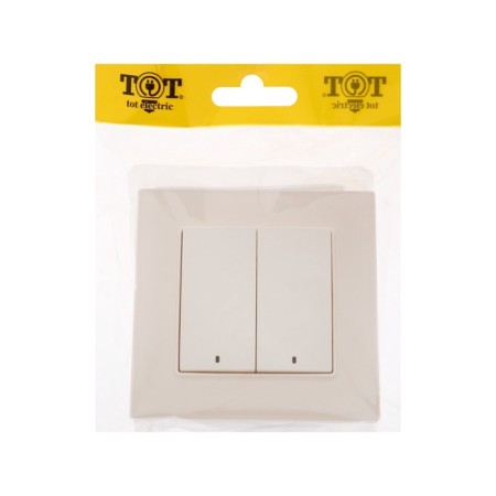 Tot Matte Glass switch, 10 a, 2 cl., With backlight, hidden, glass, beige-5