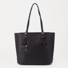 Zipper bag, external pocket, black color