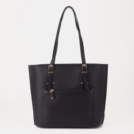 Zipper bag, external pocket, black color