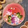 Zhostovsky tray "peonies", pink, with copyright painting, d = 17 cm