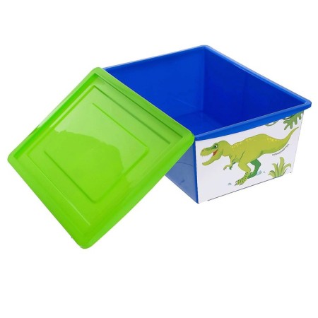 A box for toys, with a lid, “Dino. Tirex ", volume 30 l, blue color-3