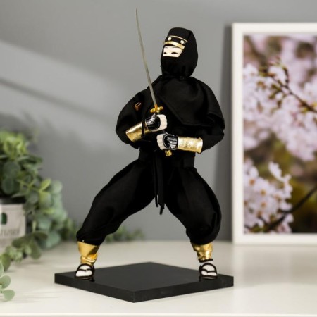 Collectible doll "Black ninja with a sword" 25x12.5x12.5 cm-1