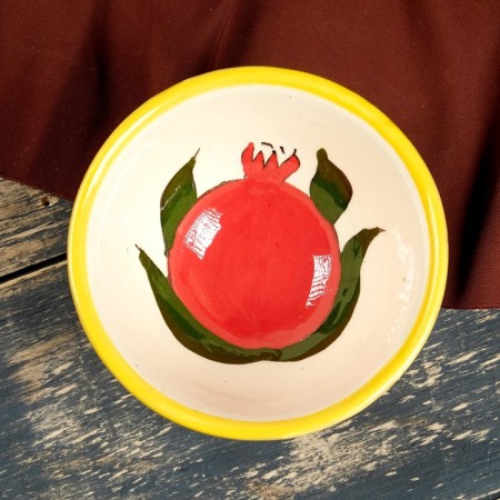 Set of Tea Rishtan Ceramics "Grenates", 9 objects (kettle 1 l, Piala 0.5/0.3 l)-8