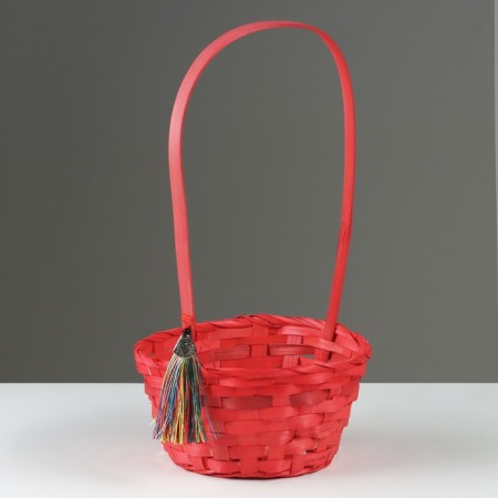 Wicker basket, d19 x 9 x 32 cm, pink, bamboo