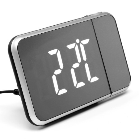 Clock - Electronic desk an alarm clock with a projection on the ceiling, calendar, 2AAA, USB-3