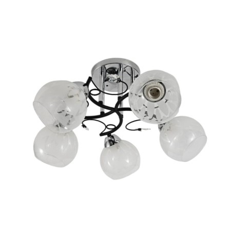Lamp Ceiling Economy light 12263/5cr+bk wt+CL, 5x60W, E27, 28x50x50 cm, chromium color