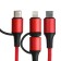 Cable 2 in 1, Type-C-Type-C/Lightning, 60 W, 3 A, braid fabric, 1 meter, red