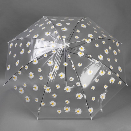 Umbrella - a semiautomatic “chamomile” cane, 8 spokes, r = 45 cm, transparent/white color-4