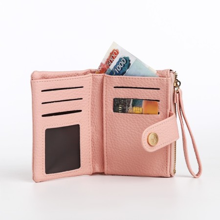 Women's wallet on the button, pink color-5