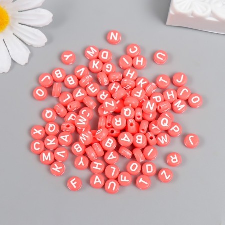Beads for creativity plastic "English letters" Red set 20 grams 0.4x0.7x0.7 cm